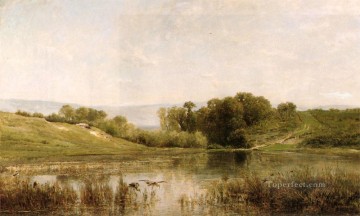 ブルック川の流れ Painting - LEtang De Gijlieu Barbizon 印象派の風景 シャルル フランソワ ドービニー川